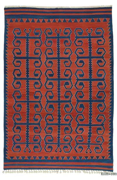 Kırmızı, Lacivert Yeni El Dokuma Kilim
