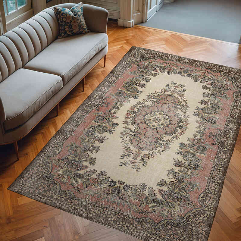 Alfombra Vintage Turca Anudada a Mano - 203 cm x 307 cm - K0016657