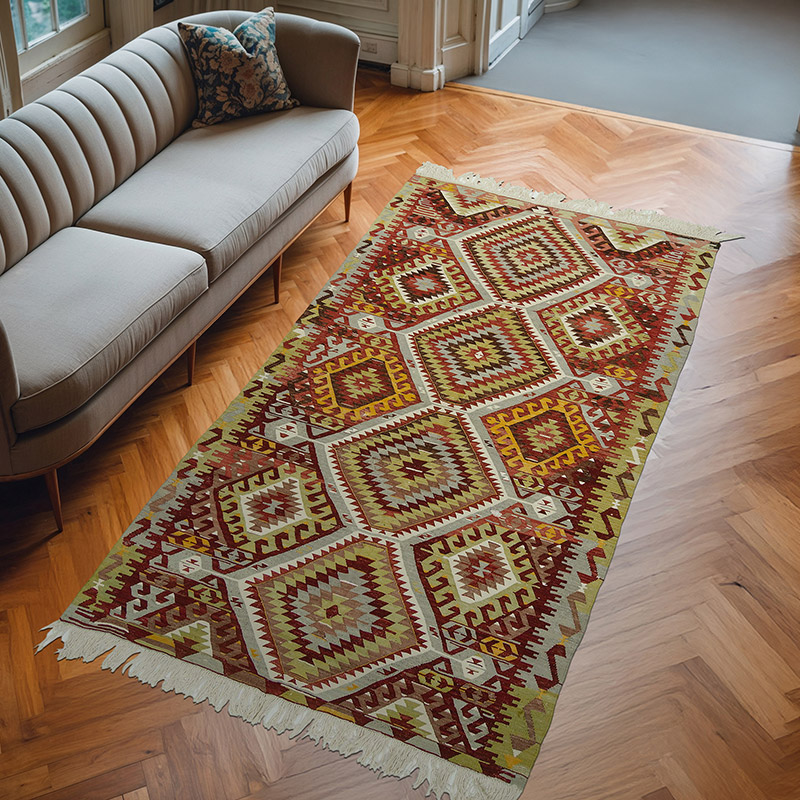 Rojo Alfombra Vintage Cal Kilim - 163 cm x 309 cm - K0018651