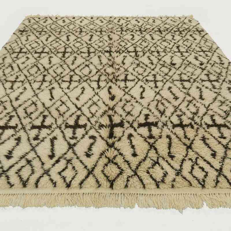 Beige New Moroccan Style Hand-Knotted Tulu Rug - 6'  x 7' 9" (72" x 93") - K0018659