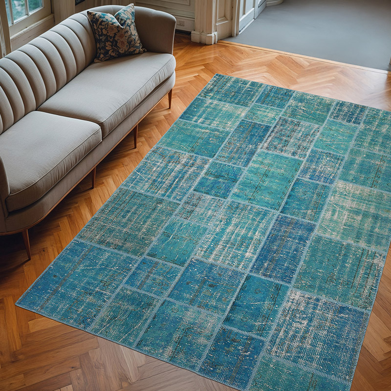 Boyalı Patchwork Halı - 206 cm x 300 cm - K0018695
