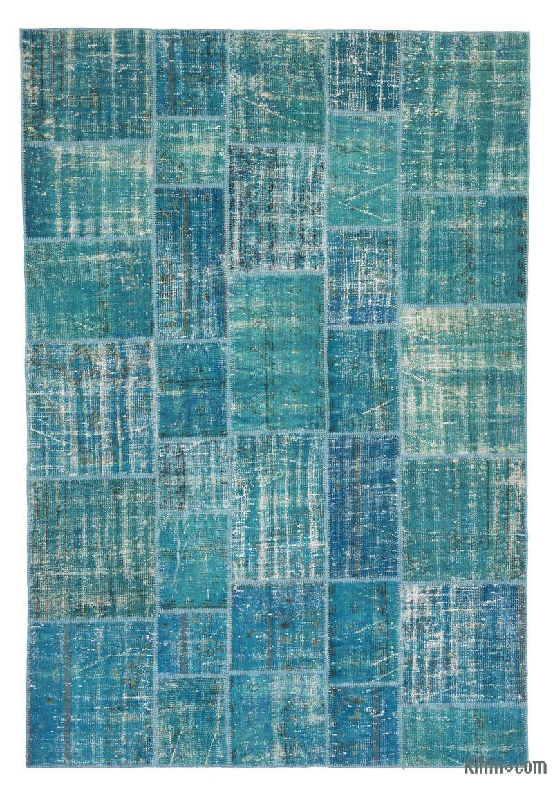 Patchwork Hand-Knotted Turkish Rug - 6' 9" x 9' 10" (81" x 118") - K0018695
