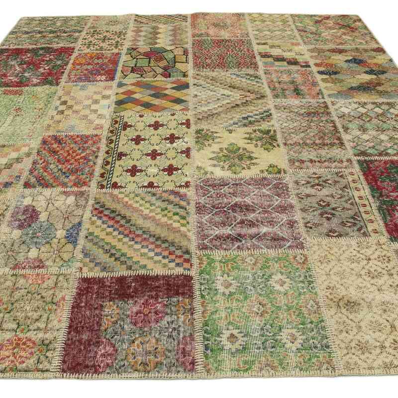 Multicolor Patchwork Hand-Knotted Turkish Rug - 7' 10" x 10'  (94" x 120") - K0018701