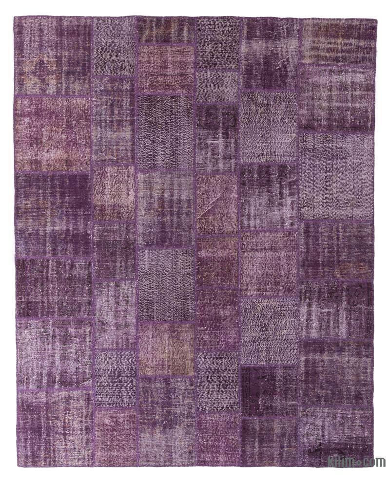 Púrpura Alfombra De Retazos Turca Sobre-teñida - 244 cm x 308 cm - K0018709