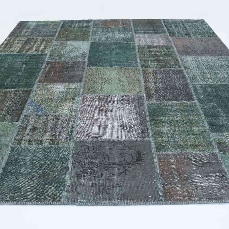 Grey Patchwork Hand-Knotted Turkish Rug - 8' 2" x 10'  (98" x 120") - K0018716