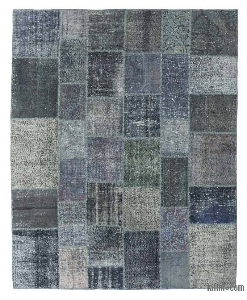 Grey Patchwork Hand-Knotted Turkish Rug - 8'  x 9' 10" (96" x 118") - K0018721