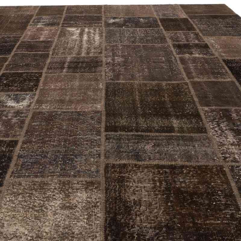 Brown Over-dyed Turkish Patchwork Rug - 8' 6" x 11' 4" (102" x 136") - K0018729