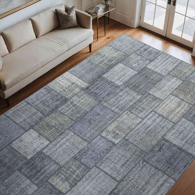 Patchwork Hand-Knotted Turkish Rug - 8' 4" x 11' 7" (100" x 139") - K0018734