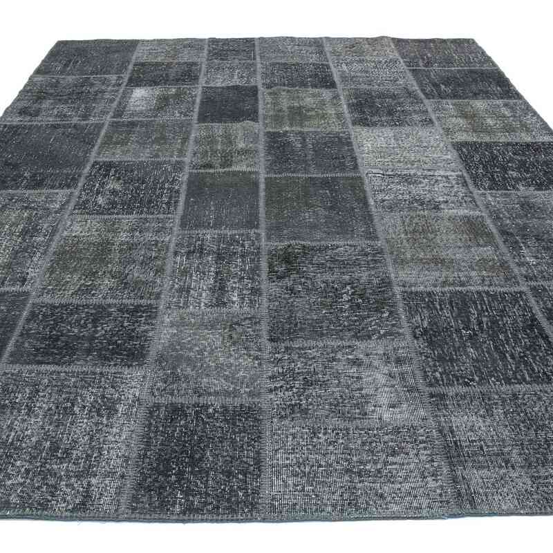 Grey Patchwork Hand-Knotted Turkish Rug - 8' 3" x 11' 7" (99" x 139") - K0018736