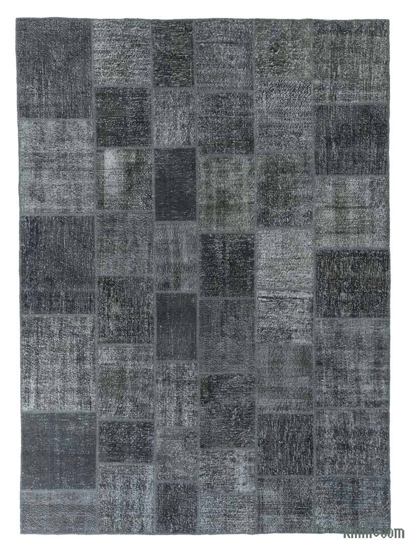 Grey Patchwork Hand-Knotted Turkish Rug - 8' 3" x 11' 7" (99" x 139") - K0018736