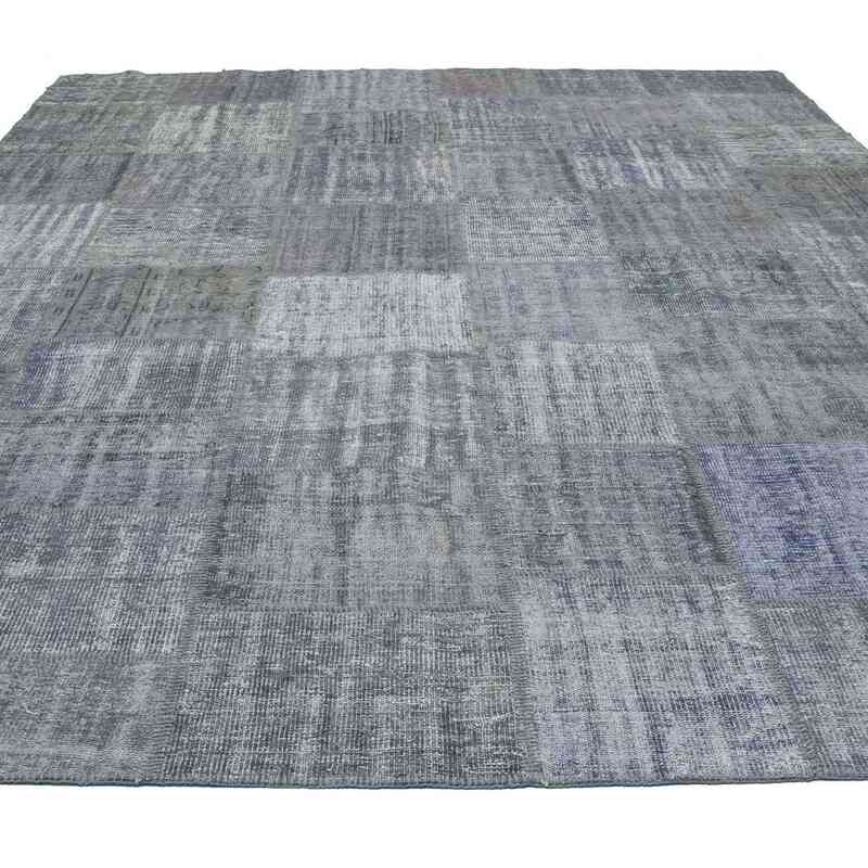 Grey, Blue Patchwork Hand-Knotted Turkish Rug - 9' 11" x 13' 2" (119" x 158") - K0018741