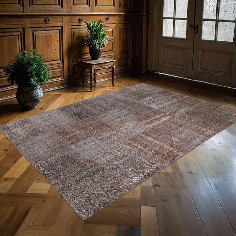 Patchwork Hand-Knotted Turkish Rug - 5' 7" x 7' 10" (67" x 94") - K0018773