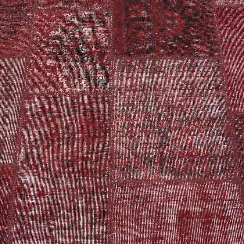 Red Patchwork Hand-Knotted Turkish Rug - 5' 7" x 7' 10" (67" x 94") - K0018775