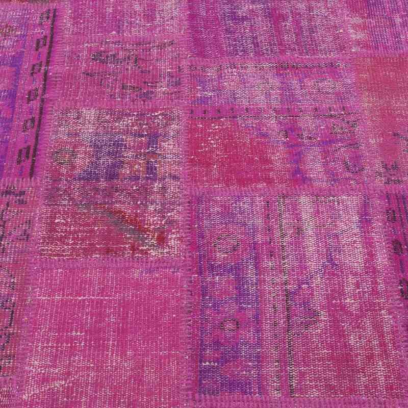 Pink, Purple Patchwork Hand-Knotted Turkish Rug - 5' 8" x 7' 10" (68" x 94") - K0018790