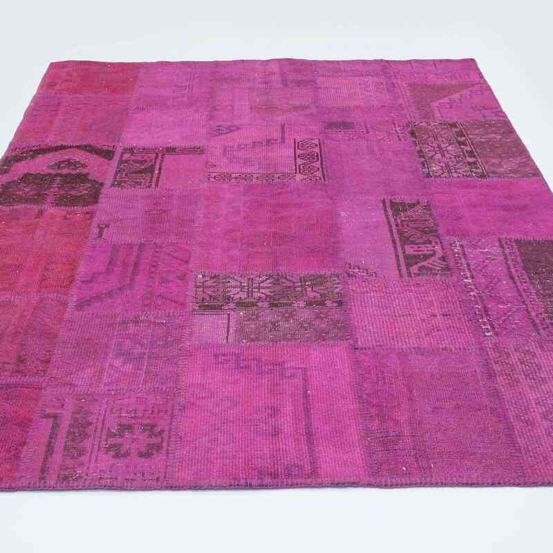 Pink Patchwork Hand-Knotted Turkish Rug - 5' 10" x 7' 10" (70" x 94") - K0018791