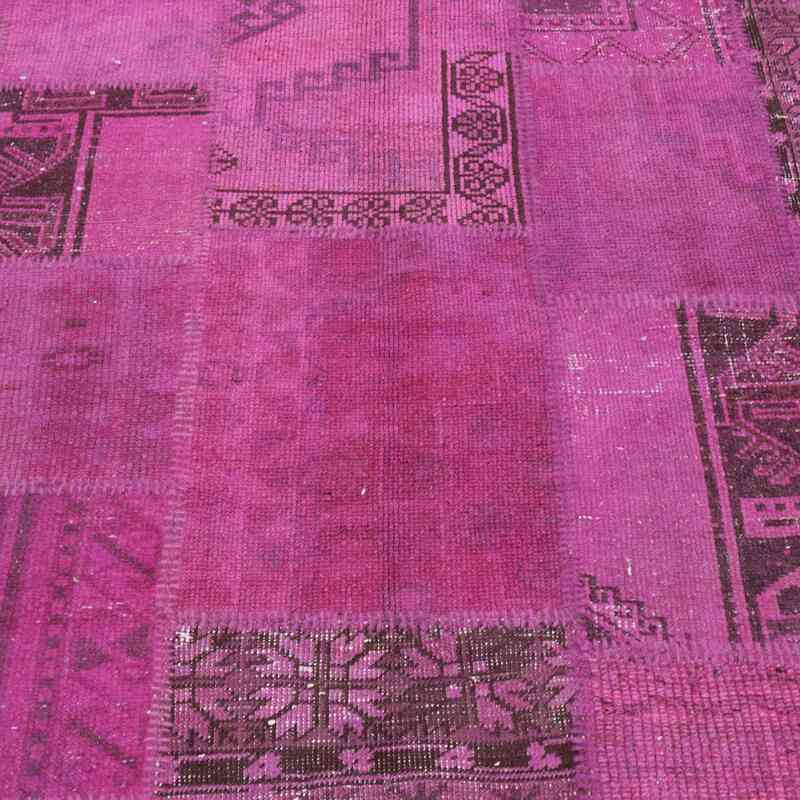 Pink Patchwork Hand-Knotted Turkish Rug - 5' 10" x 7' 10" (70" x 94") - K0018791
