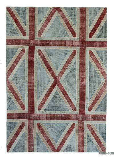 Patchwork Hand-Knotted Turkish Rug - 8' 5" x 12' 2" (101" x 146")