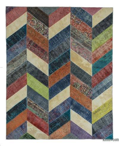 Çok Renkli Boyalı Patchwork Halı - 246 cm x 308 cm