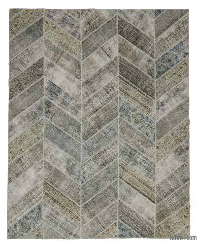 Gri Boyalı Patchwork Halı - 248 cm x 310 cm