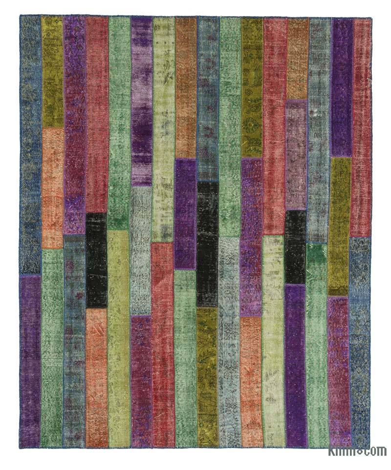 Multicolor Patchwork Hand-Knotted Turkish Rug - 8' 1" x 10'  (97" x 120") - K0020190