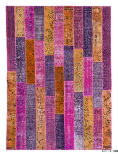 Multicolor Alfombra De Retazos Turca Sobre-teñida - 176 cm x 244 cm