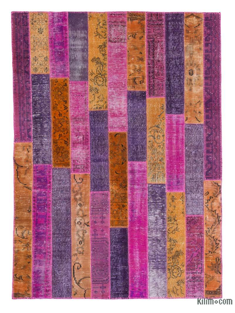 Multicolor Patchwork Hand-Knotted Turkish Rug - 5' 9" x 8'  (69" x 96") - K0020249