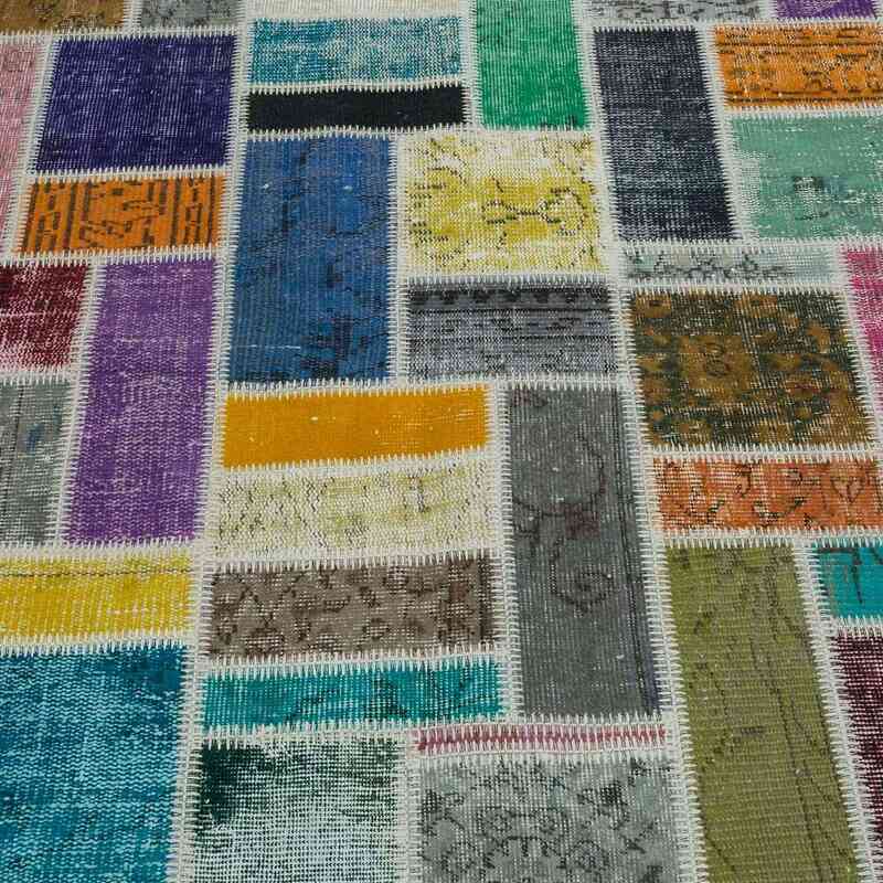 Multicolor Patchwork Hand-Knotted Turkish Rug - 6' 11" x 9' 9" (83" x 117") - K0020255