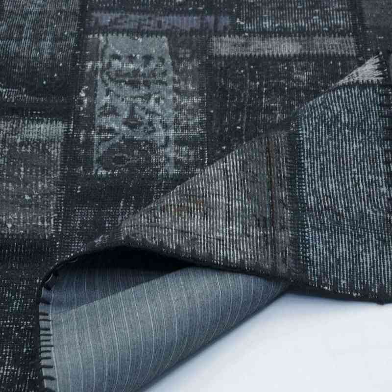 Black Patchwork Hand-Knotted Turkish Rug - 6' 9" x 9' 9" (81" x 117") - K0020261