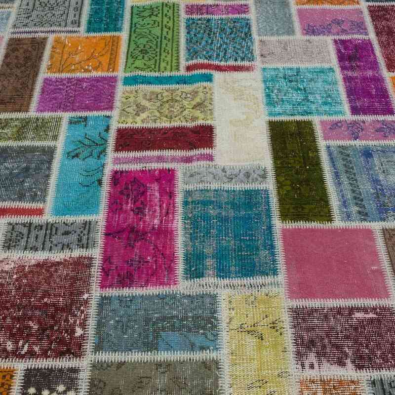 Multicolor Patchwork Hand-Knotted Turkish Rug - 6' 9" x 9' 9" (81" x 117") - K0020262