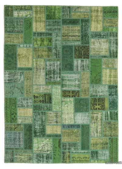 Yeşil Boyalı Patchwork Halı - 172 cm x 238 cm
