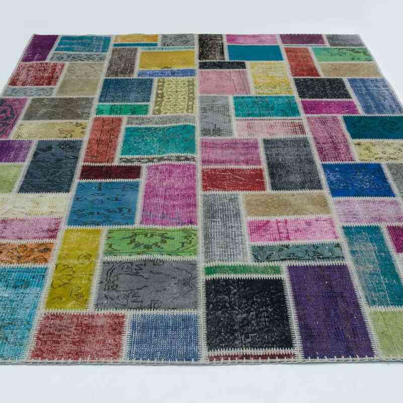 Multicolor Patchwork Hand-Knotted Turkish Rug - 5' 9" x 7' 9" (69" x 93") - K0020264