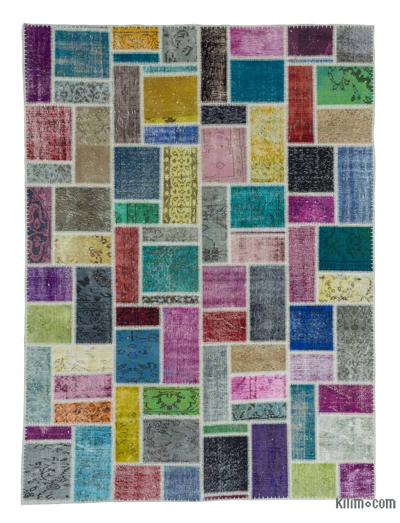 Multicolor Patchwork Hand-Knotted Turkish Rug - 5' 9" x 7' 9" (69" x 93") - K0020264