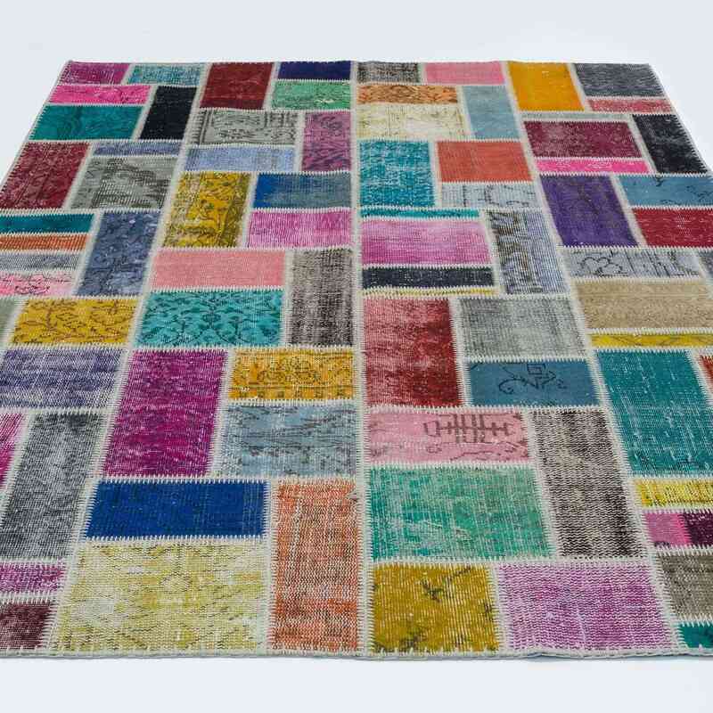 Multicolor Patchwork Hand-Knotted Turkish Rug - 5' 9" x 7' 9" (69" x 93") - K0020265