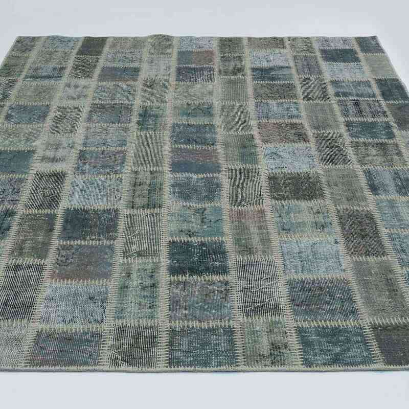 Blue Patchwork Hand-Knotted Turkish Rug - 5' 9" x 7' 7" (69" x 91") - K0020266