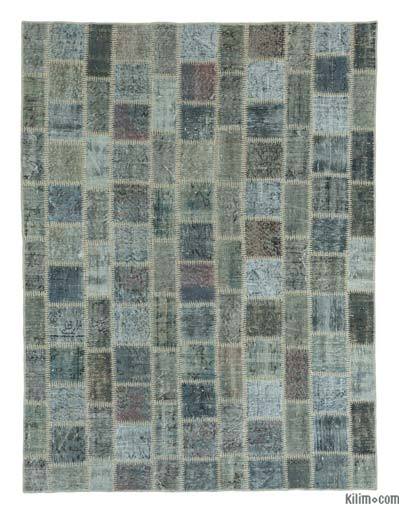 Blue Patchwork Hand-Knotted Turkish Rug - 5' 9" x 7' 7" (69" x 91")