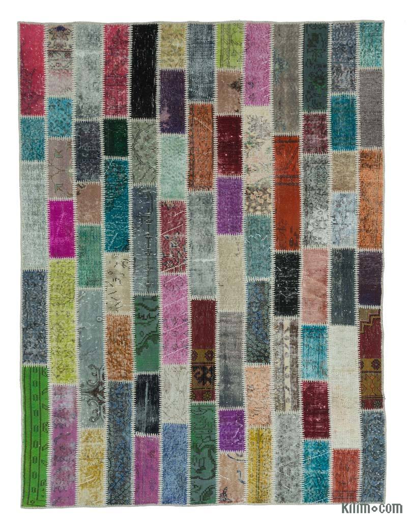 Multicolor Alfombra De Retazos Turca Sobre-teñida - 184 cm x 243 cm - K0020270