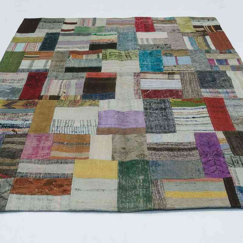 Multicolor Patchwork Hand-Knotted Turkish Rug - 5' 8" x 7' 10" (68" x 94") - K0020297