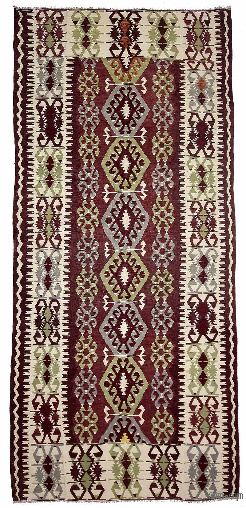 Púrpura Alfombra Vintage Antalya Kilim - 162 cm x 375 cm - K0020697