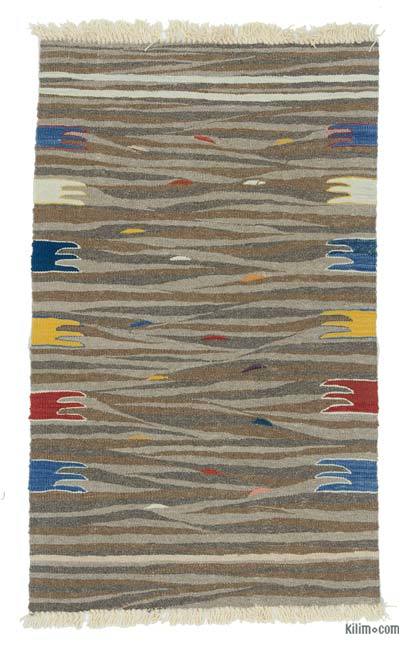Marrón Nueva Alfombra Turca Kilim - 75 cm x 123 cm