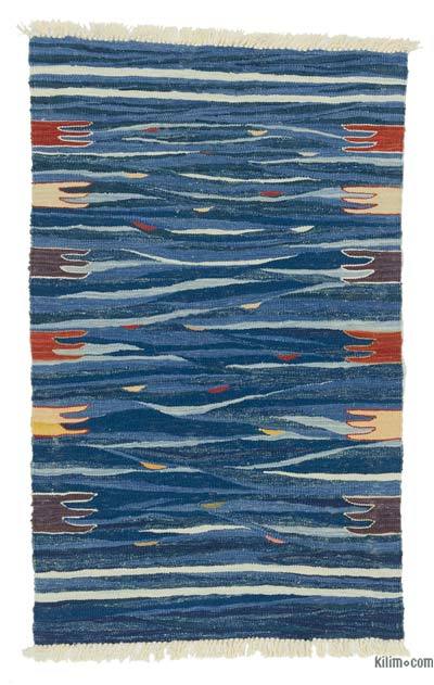 Azul Oscuro Nueva Alfombra Turca Kilim