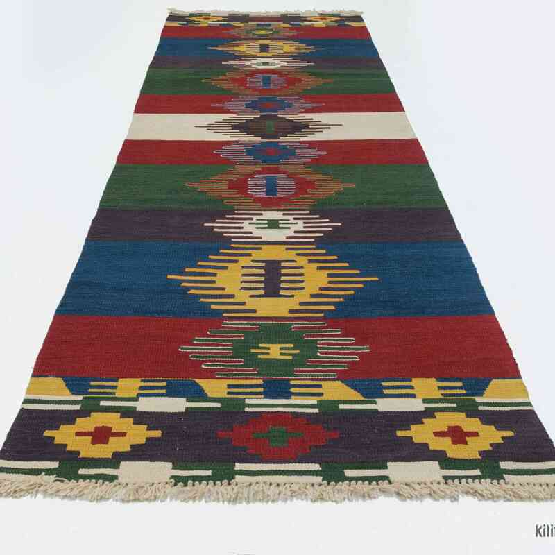 Çok Renkli Yeni Kök Boya Yolluk Kilim - 90 cm x 318 cm - K0020781