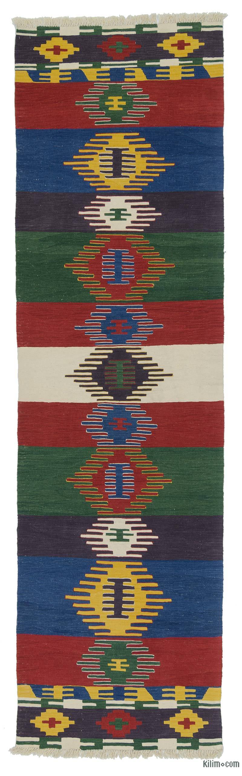 Çok Renkli Yeni Kök Boya Yolluk Kilim - 90 cm x 318 cm - K0020781