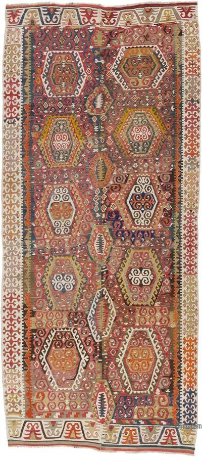 Multicolor Vintage Konya Kilim Rug - 5'  x 11' 8" (60" x 140")