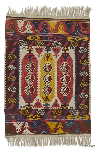 Rojo, Multicolor Nueva Alfombra Turca Kilim - 122 cm x 175 cm