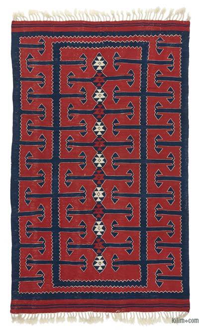 Kırmızı Yeni Kök Boya El Dokuma Kilim - 121 cm x 201 cm