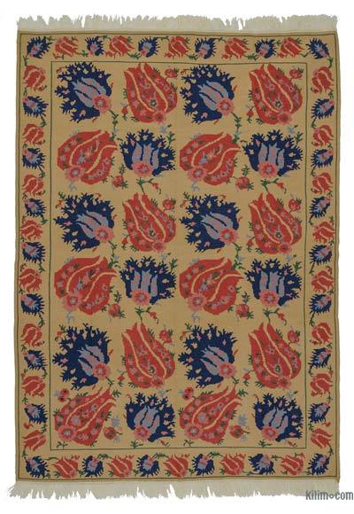 Yellow, Red New Turkish Kilim Rug - 6' 6" x 9'  (78" x 108")