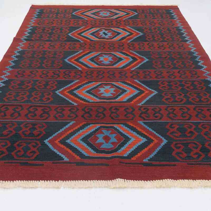 Lacivert, Kırmızı Yeni El Dokuma Kilim - K0027350