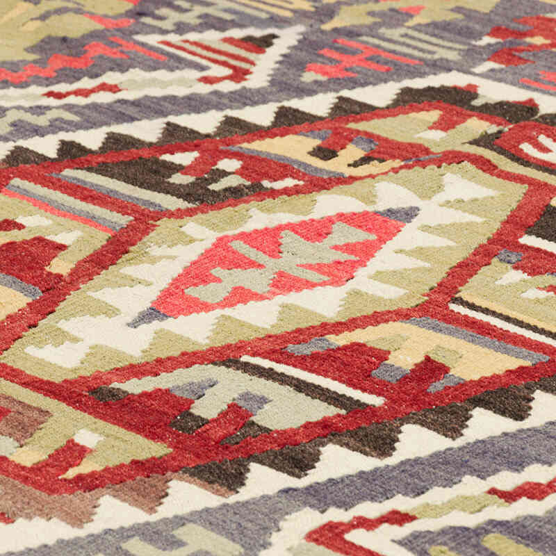 Rojo, Azul claro Alfombra Vintage Esme Kilim - 162 cm x 365 cm - K0027361