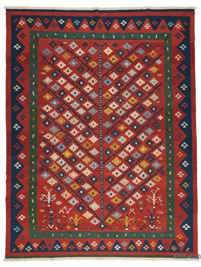 Red New Handwoven Turkish Kilim Rug - 9' 11" x 12' 9" (119" x 153")