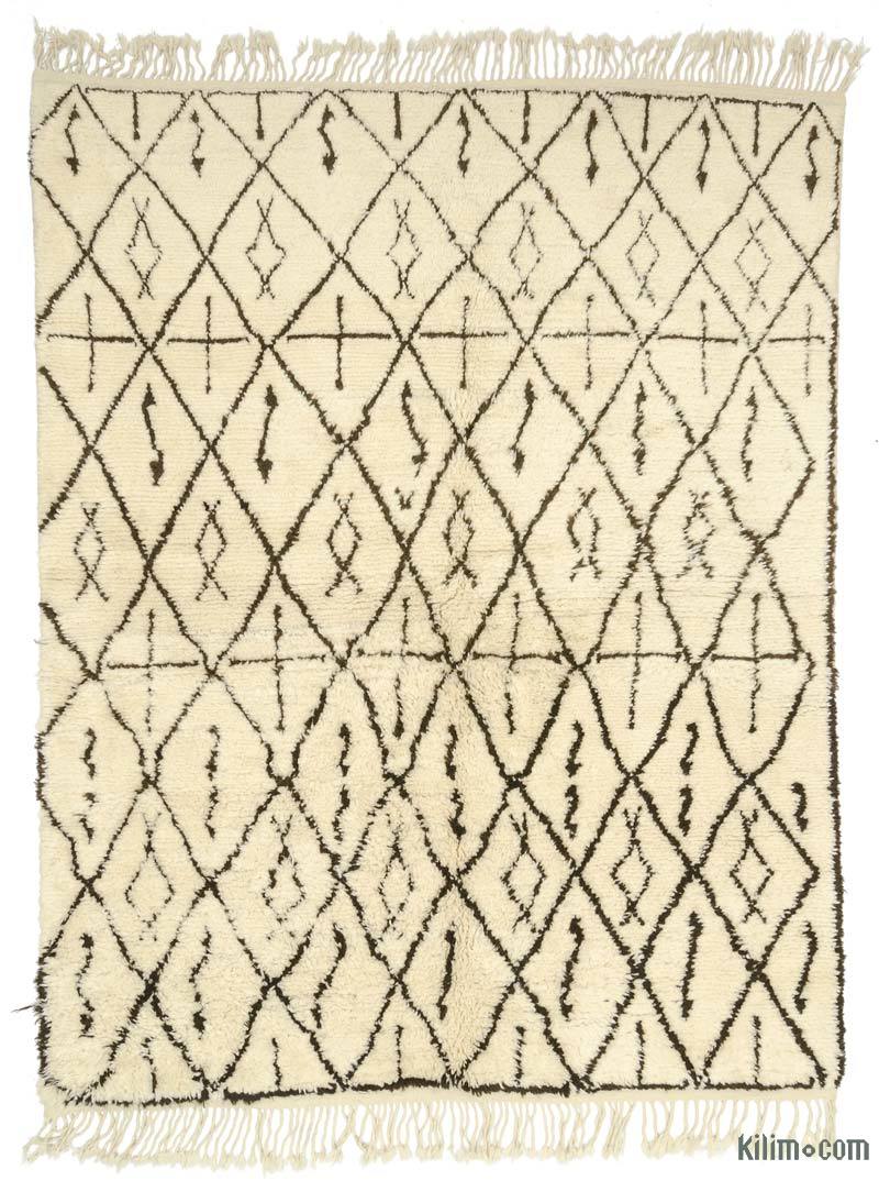 Beige New Moroccan Style Hand-Knotted Tulu Rug - 6' 4" x 8' 1" (76" x 97") - K0027815